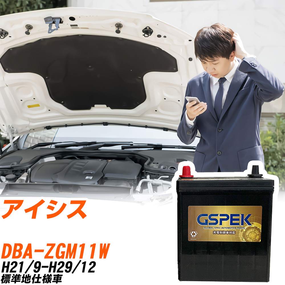 トヨタ アイシス ZGM11W H21/9-H29/12 標準地仕様車 バッテリー GSPEK 車 Gシリーズ G-65B24R/PL 【H04006】|yadocari - ヤドカリ -