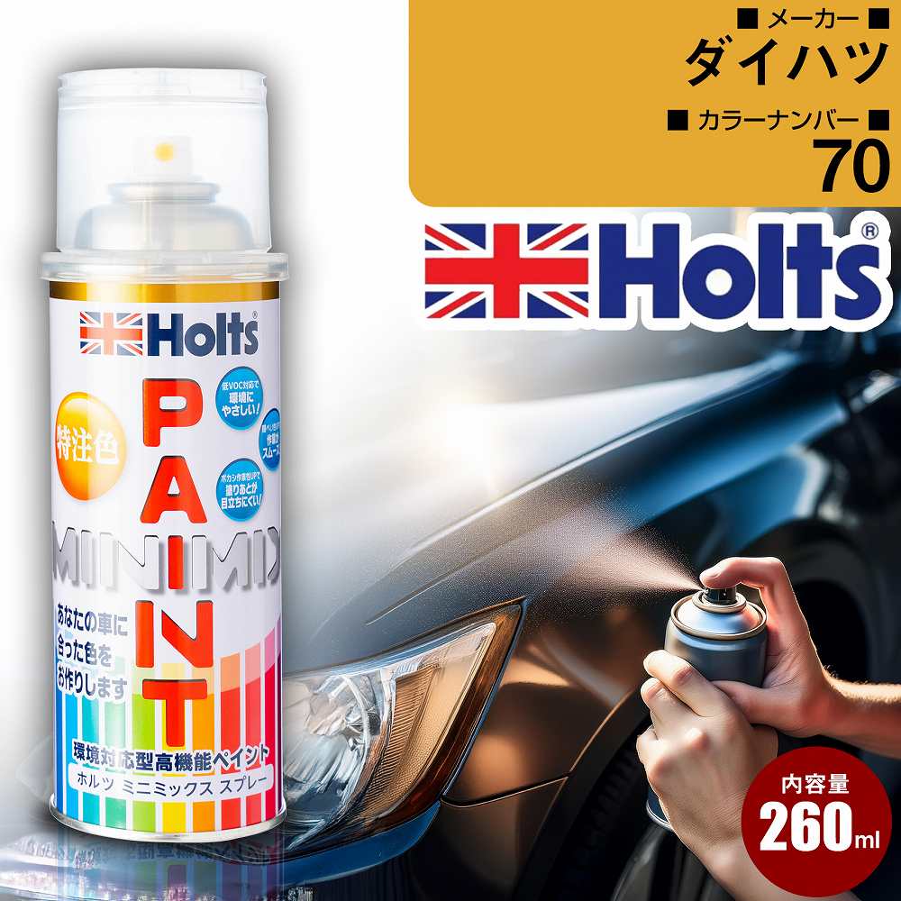 ダイハツ 070 ホワイトパールクリスタルシャイン3P 車 キズ消し ペイントスプレー 上塗り1本/下塗り1本 Holts ホルツ MINIMIX カーペイント オーダーカラー 【TU＆SP】(スプレー)