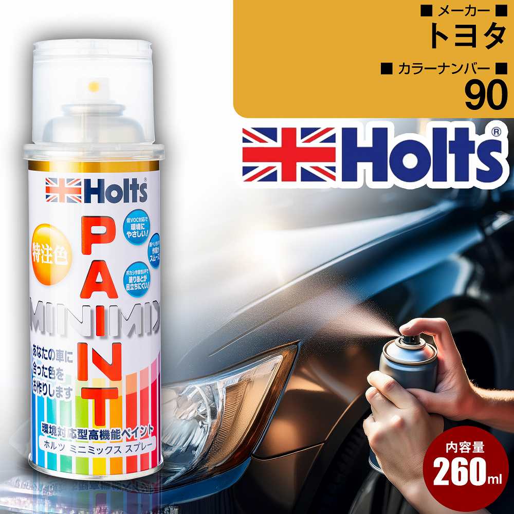トヨタ 090 プレシャスホワイトパール3P 車 キズ消し ペイントスプレー 上塗り1本/下塗り1本 Holts ホルツ MINIMIX カーペイント オーダーカラー 【TU＆SP】(スプレー)