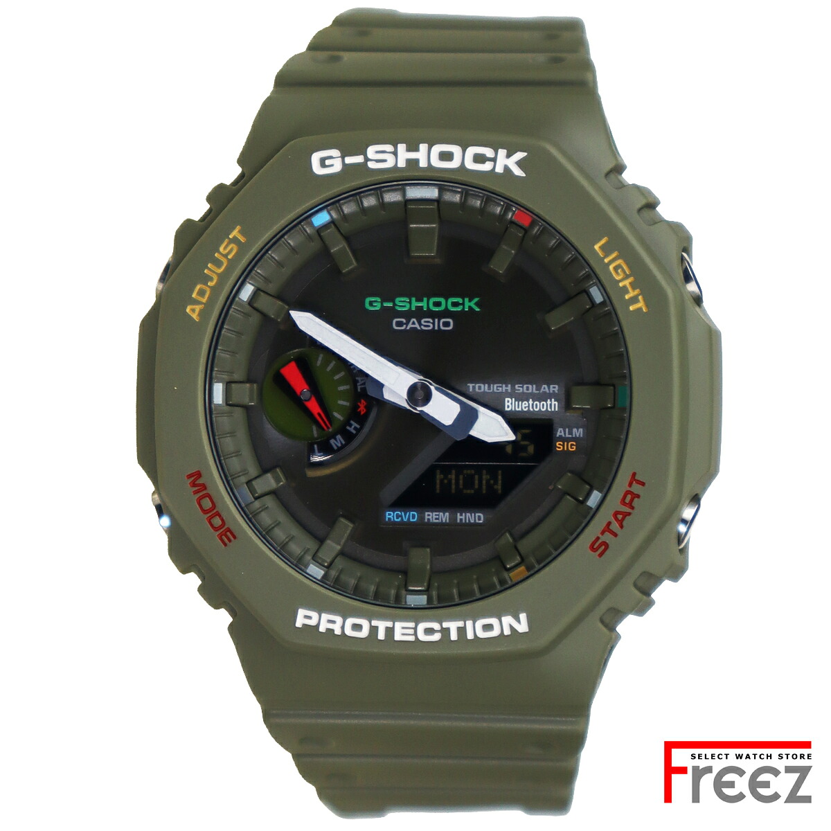 CASIO G-SHOCK GA-B2100FC-3A カシオ Gショック Bluetooth ソーラー メンズ 腕時計 八角形 カシオーク グリーン ブラック 20気圧防水 海外モデル|ウォッチストアFREEZ