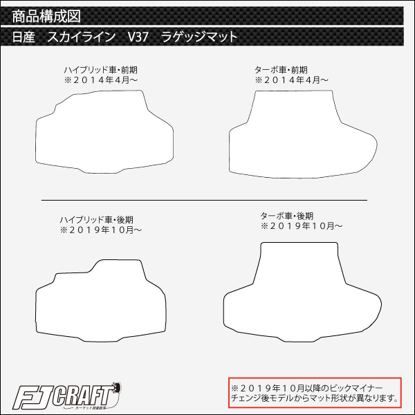 楽天市場 P5倍 ﾏﾗｿﾝ 日産 Skyline スカイライン V37 ハイブリッド ターボ ラゲッジマット クロス ゴム 防水 日本製 空気触媒加工 Fj Craft