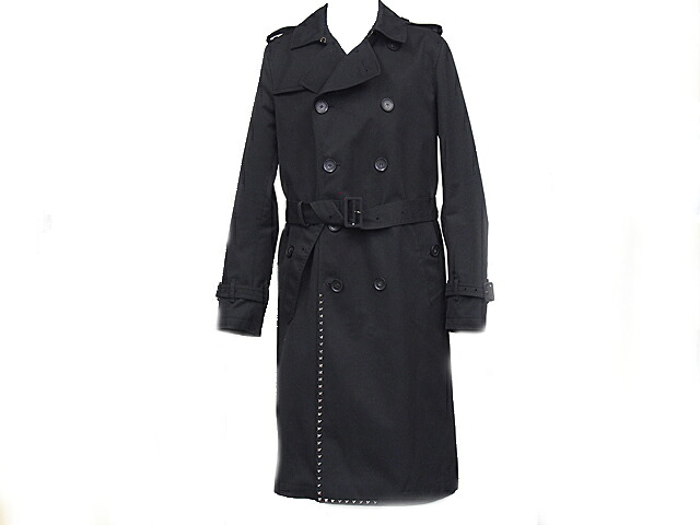 富士屋◆ヴァレンティノ VALENTINO トレンチコート RN43835 CA57011 ロングコート ブラック メンズ サイズ46【中古】