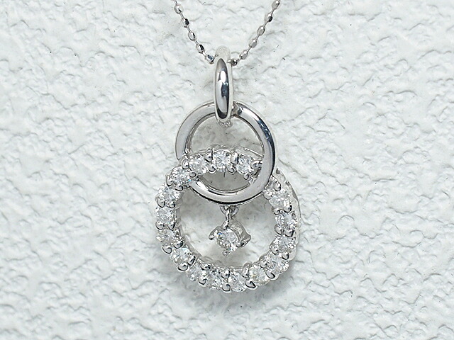 富士屋◆ダイヤモンド/0.57ct K18WG デザイン ネックレス 仕上済【中古】