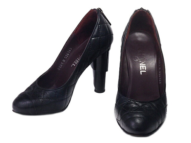 楽天市場】CHANEL シャネル マトラッセ ジップ パンプス チャンキー