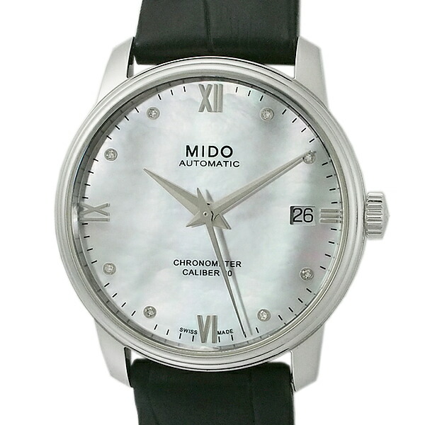 富士屋◆ ミドー MIDO M027.208.16.106.00 マザーオブパール レディース 自動小銃巻 ウォッチ 新品負けず劣らず【中古】