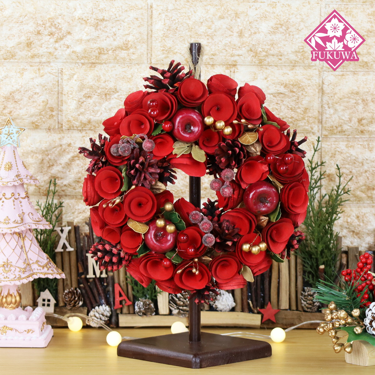 楽天市場】XHD-227 【 送料無料 】クリスマスリース オレンジ 直径33cm