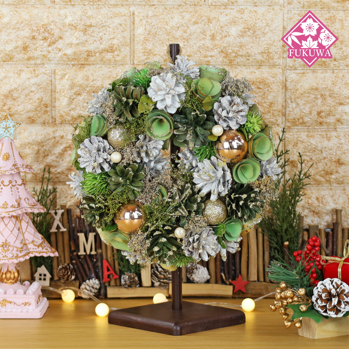 楽天市場】クリスマスリース CMナチュラルハートリースM ポッピング