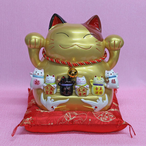 楽天1位 招き猫 置物 開運 縁起物 金運 風水 吉招本舗 両手招き七匹招き猫 金 b N73 招き猫の置物 超美品 Www Lexusoman Com