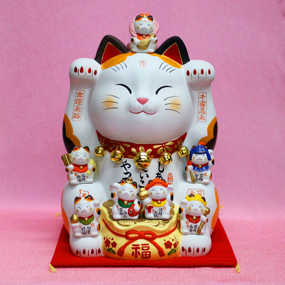 楽天市場】招き猫 置物・開運・縁起物・金運・風水【招福ねこにしき
