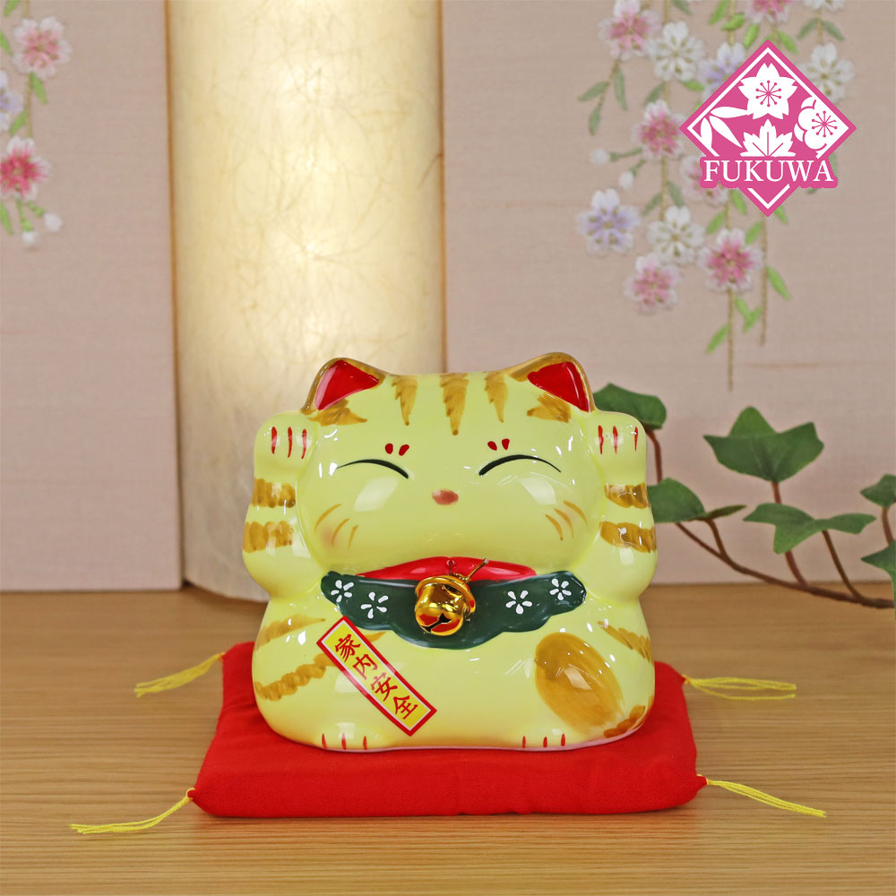 楽天市場】招き猫 置物 大きい 貯金箱 陶器 (彩絵招福大開運