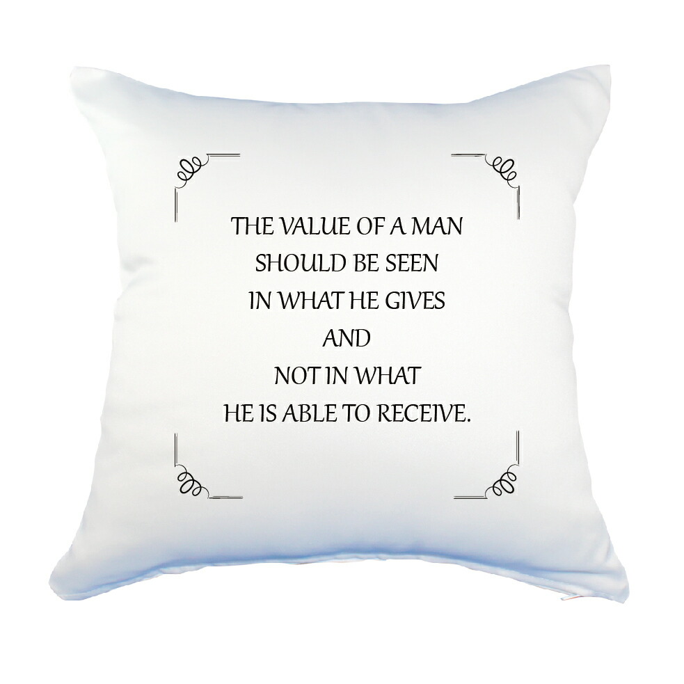 楽天市場 英語 名言 グッズ クッション Lサイズ The Value Of A Man 4 コイル 45 45cm オリジナル おすすめ かっこいい 部活 引退 スポーツ 腰痛対策に オリジナルグッズ専門店ファンクリ