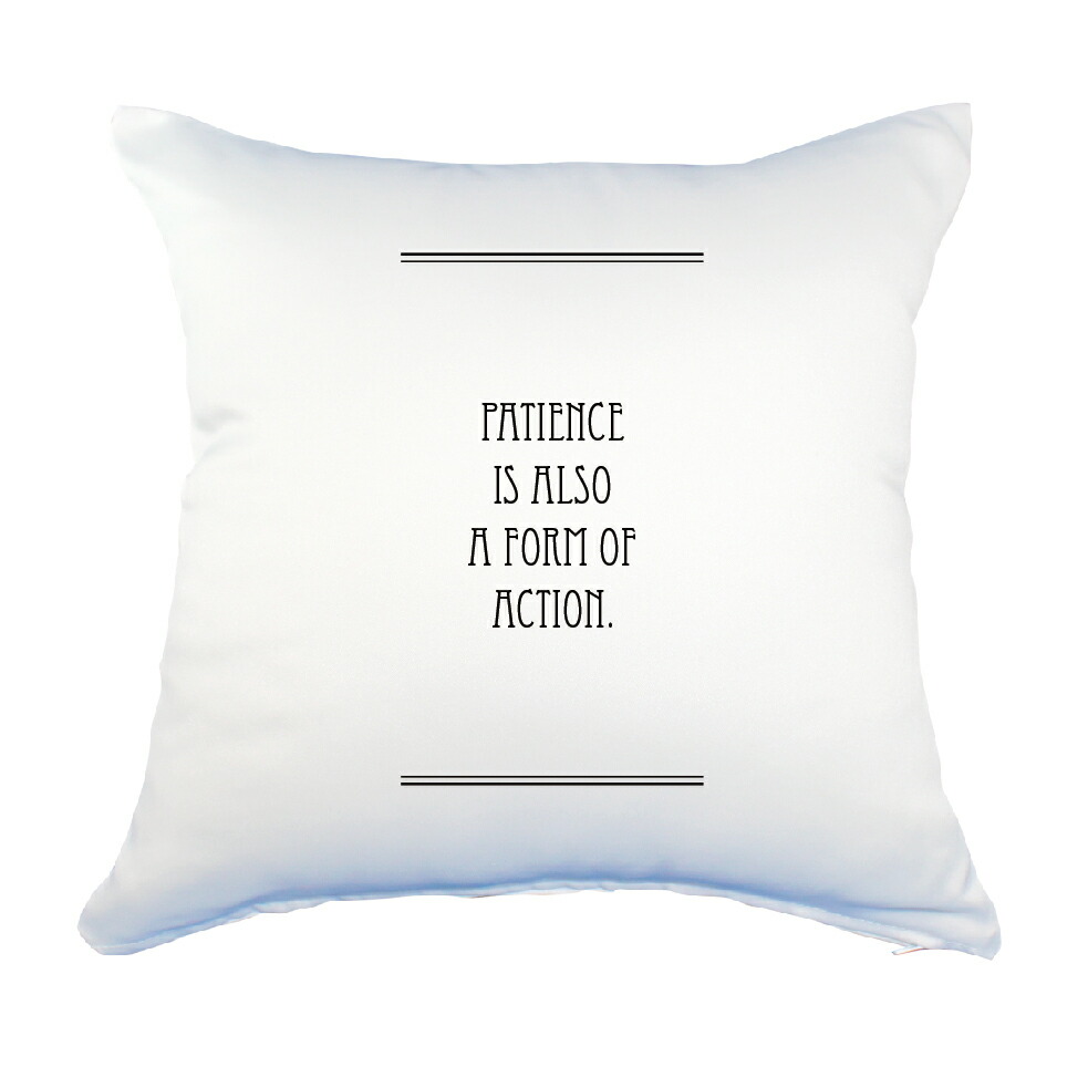 楽天市場 英語 名言 グッズ クッション Lサイズ Patience Is Also 64 ライン 45 45cm オリジナル おすすめ かっこいい 腰痛対策に グッズ うちわ 専門店ファンクリ