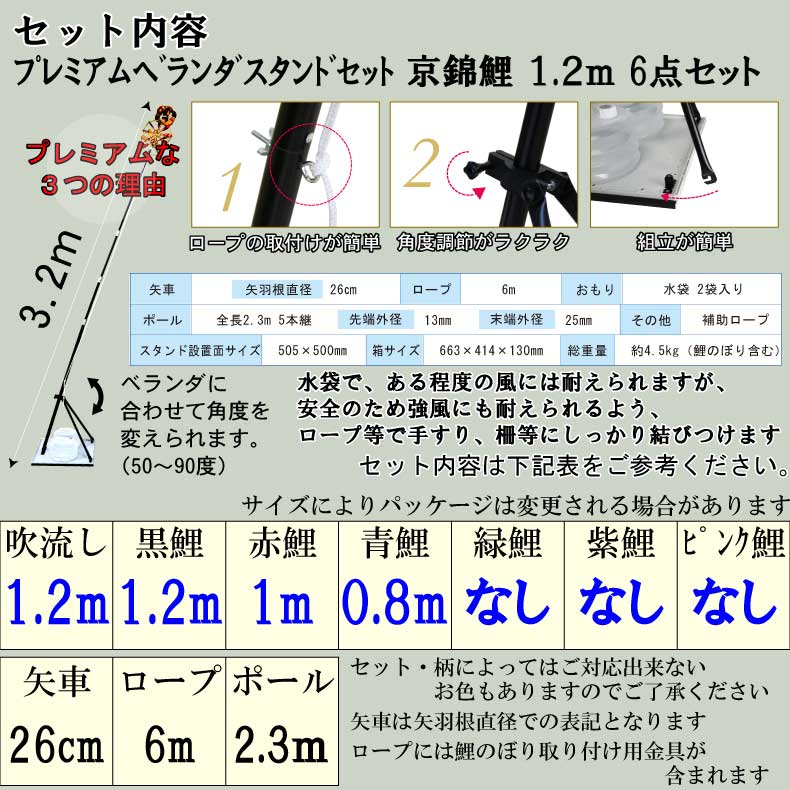 お洒落 こいのぼり 屋外 お中元 ベランダ用 マンション おしゃれ 激安 京錦鯉 鯉のぼり フ レミアムヘ ランタ スタント セット 燻製鍋 1 2ｍ 6点セット オシャレ ふれあいgift 店こいのぼり 子供の日 端午の節句 5月5日 お祝い