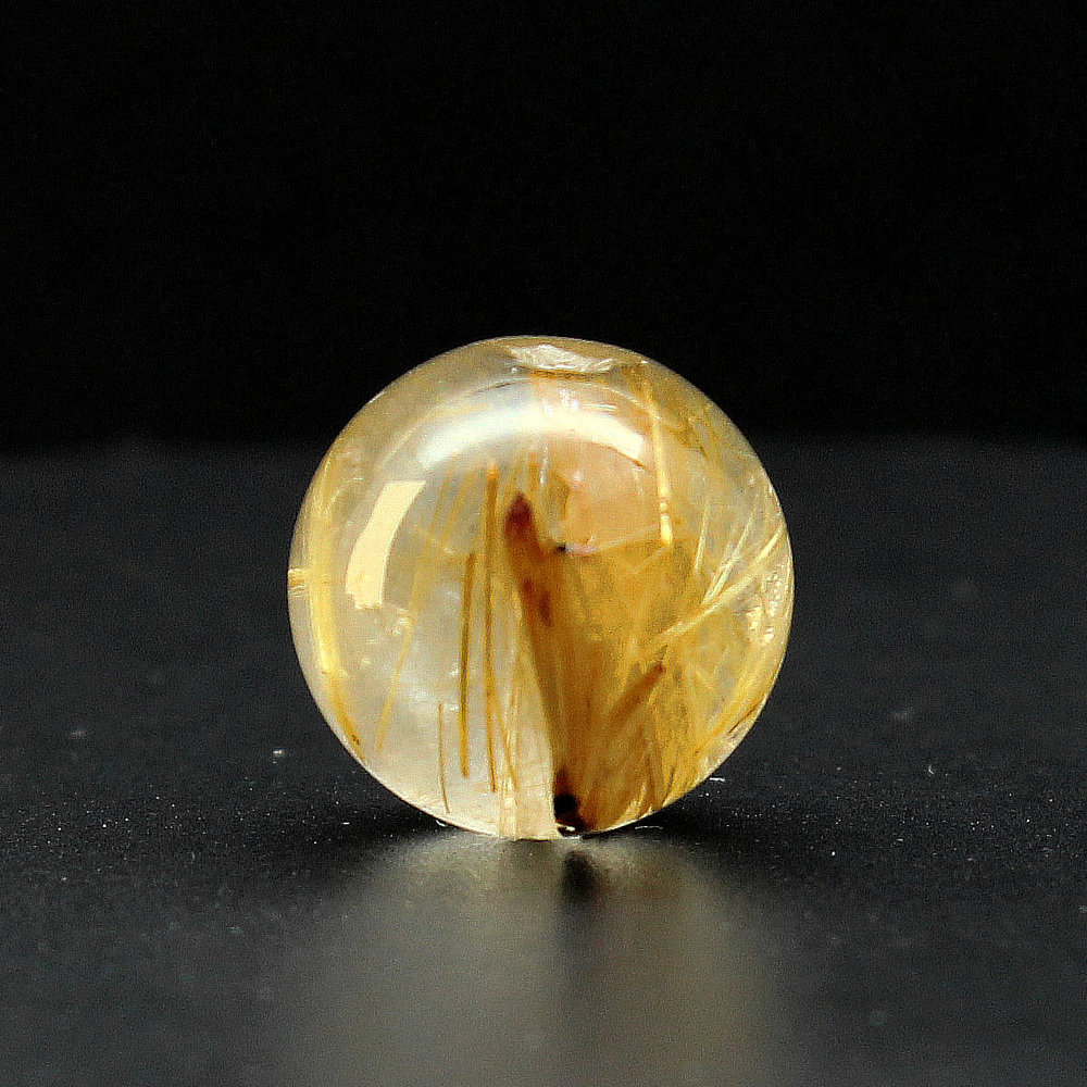 14mm まるで炎が立ち上るよう 一点物 ゴールドルチルクォーツ 【GHTU38 4g】1粒売り ハンドメイド 交換用ゴム付&巾着1枚 【金運・ビジネス運・人間関係・目標達成】 金針水晶 お守り効果 ご褒美 お揃い ギフト 京海堂