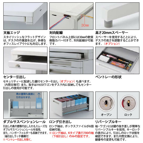 世界的に オフィスデスク 片袖机 L型脚 B4-3段タイプ 受注生産品 DUK7