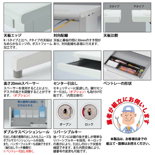 【楽天市場】オフィスデスク 【組立サービス付き】 片袖机 L型脚 A4-3段タイプ DUP7-107-A3 W1000×D700x高さ ...