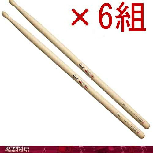 ドラムスティック ヒッコリー 101HC 6組 パール Oval卵型Tip Slim-Long Body クリアラッカー