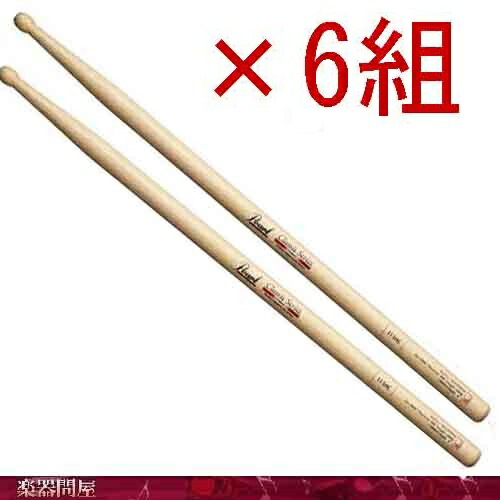ドラムスティック　ヒッコリー　111HC　クリアラッカー　6組　パール　Oval卵型チップ　Fat&minus;Long　Body｜楽器問屋