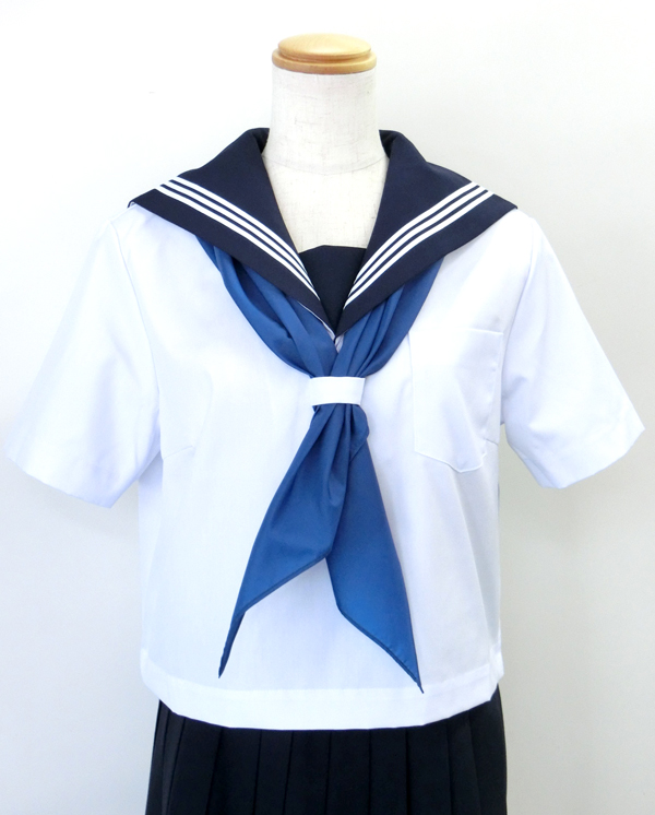 セーラー服 半袖 卵白頃×紺衿 KURI-ORIクリオリ 165B-175B 日本製