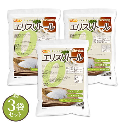 天然甘味料 エリスリトール 4ｋｇ×3袋 【送料無料(沖縄を除く)】 カロリーゼロ 遺伝子組換えでない とうもろこし使用 天然由来 希少糖 糖質制限 NICHIGA(ニチガ) TK3