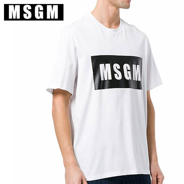 Ginger掲載商品 Tシャツ カットソー Msgm メンズ Mm67ホワイト 2640 Tシャツ エムエスジーエムボックス ロゴ Dgb Gov Bf