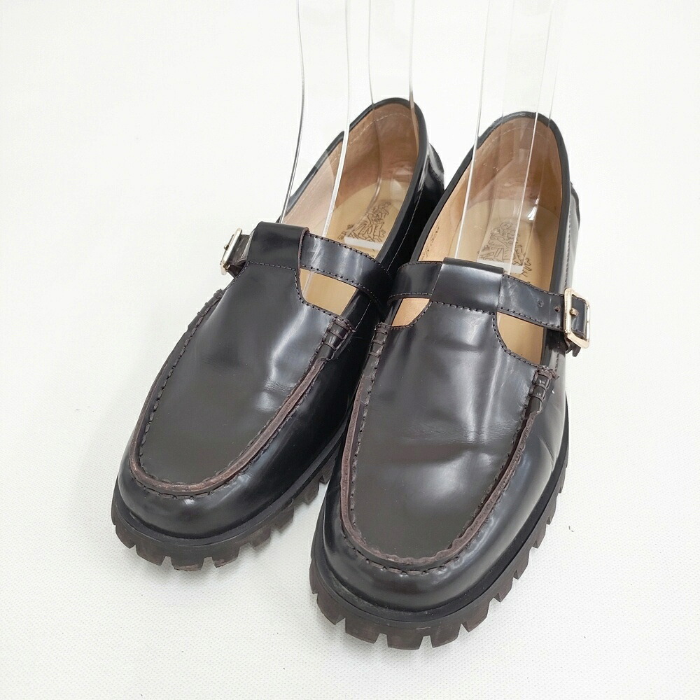 ARTESANOS カウなめし革Tストラップシューズ 大きさ37 シューズ・靴 赤銅色 レディース アルテサノス【中古】6-0219G