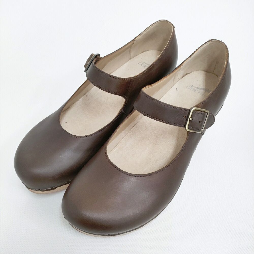 dansko Lilah Oiled Pull Up 紫はしどい メリージェーン 大きさ39 下駄 ワンストラップ なめし革 シューズ・靴 タン 赤銅色 レディース ダンスコ【中古】6-0519G