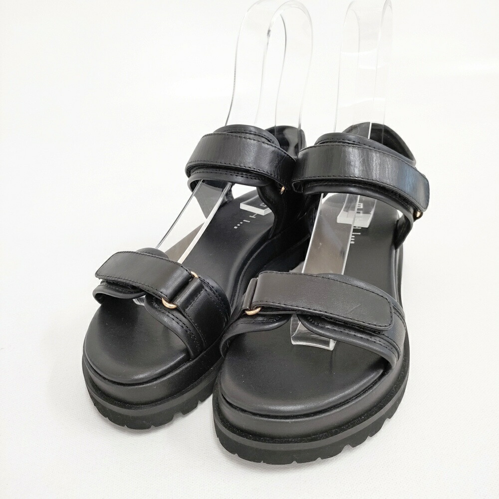 MOHI レザーベルクロサンダル 必要経費25300円 大きさ36 22077 サンダル 黒いこと レディース モヒ【中古】6-0417S