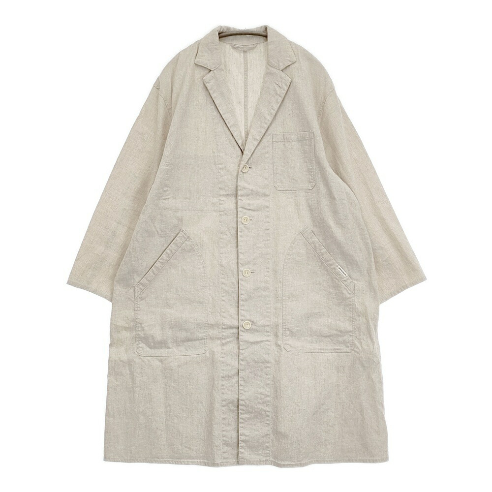 UpcycleLino WIFE\u0026HUSBAND atelier coat 制作室厚地の外套 通貨価値35200円 大きさ1 リネン綿織物 厚地の外套 ベージュ レディース アップサイクルリノ【中古】6-0418M