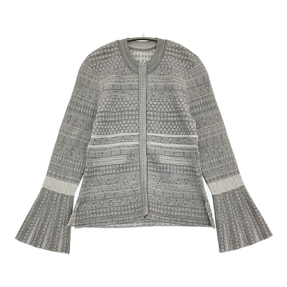 Mame Kurogouchi Mishima Karatsu Floral Pattern Knitted Cardigan 三島唐津 印花柄 定価63800円 カーディガン 24AW グレー ホワイト レディース マメクロゴウチ【中古】6-0131T