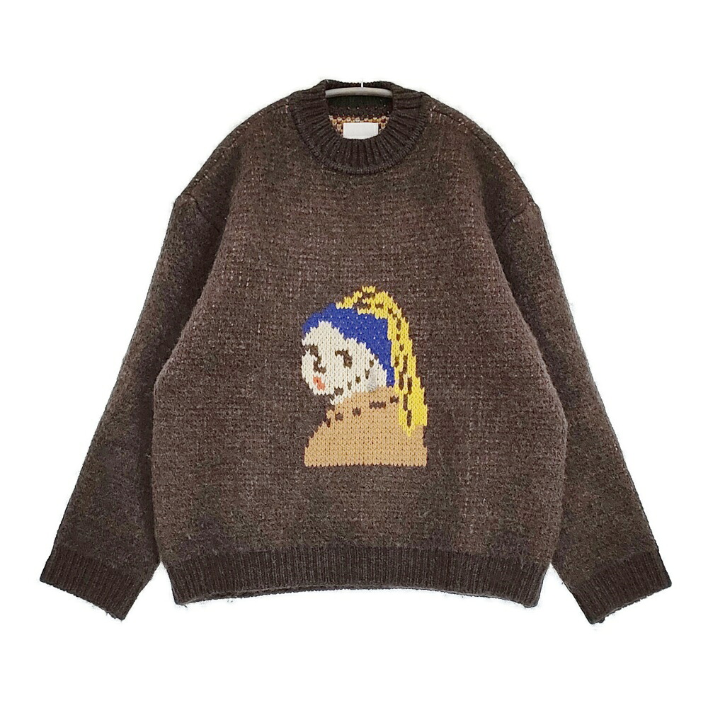Kota Gushiken コウタグシケン Girl with a Wool Earring 真珠の耳飾りのうしろ帯 大きさ1 具志堅幸太 必要経費83600円 プルオーバー 編み物 22AW 赤銅色 メンズ【中古】6-0304T