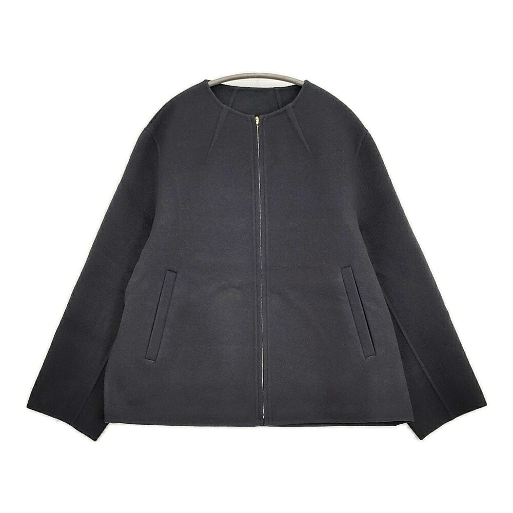 23区 ウールリバーショートブルゾン 46 15G 大きいサイズ 定価47300円 ノーカラージャケット 23AW チャコールグレー レディース 23区【中古】5-1128T｜ブランド古着の専門店 ジージー