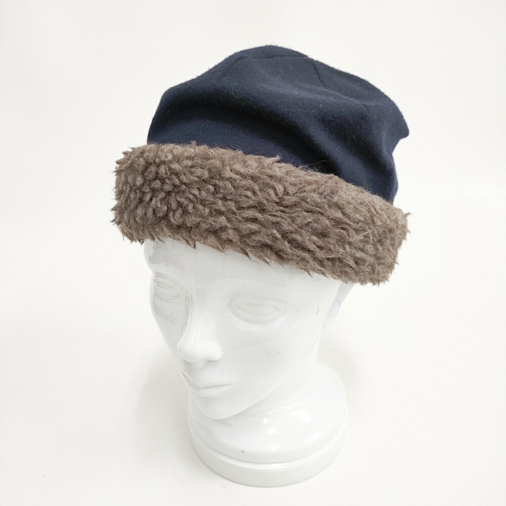 mature ha hood cap フードキャップ ウール その他帽子 ブラウン ネイビー レディース マチュアーハ【中古】6-0112T
