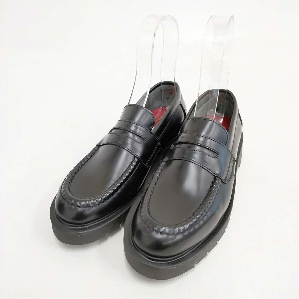 R\u0026D.M.Co-/Loake 新品 通貨価値63800円 Black Polished Leather 7680 大いさ4E 置き目毛皮 黒いこと レディース オールドマンズテーラー/ローク【中古】6-0511G
