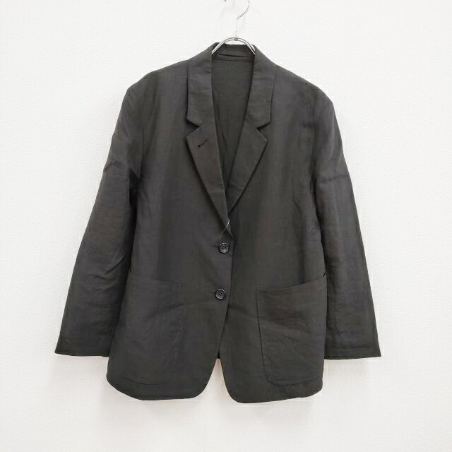 【極美品】マーガレットハウエル　ウールリネン　テーラードジャケット　ネイビー　Ⅲ 極美品】マーガレットハウエル ウールリネン テーラード
