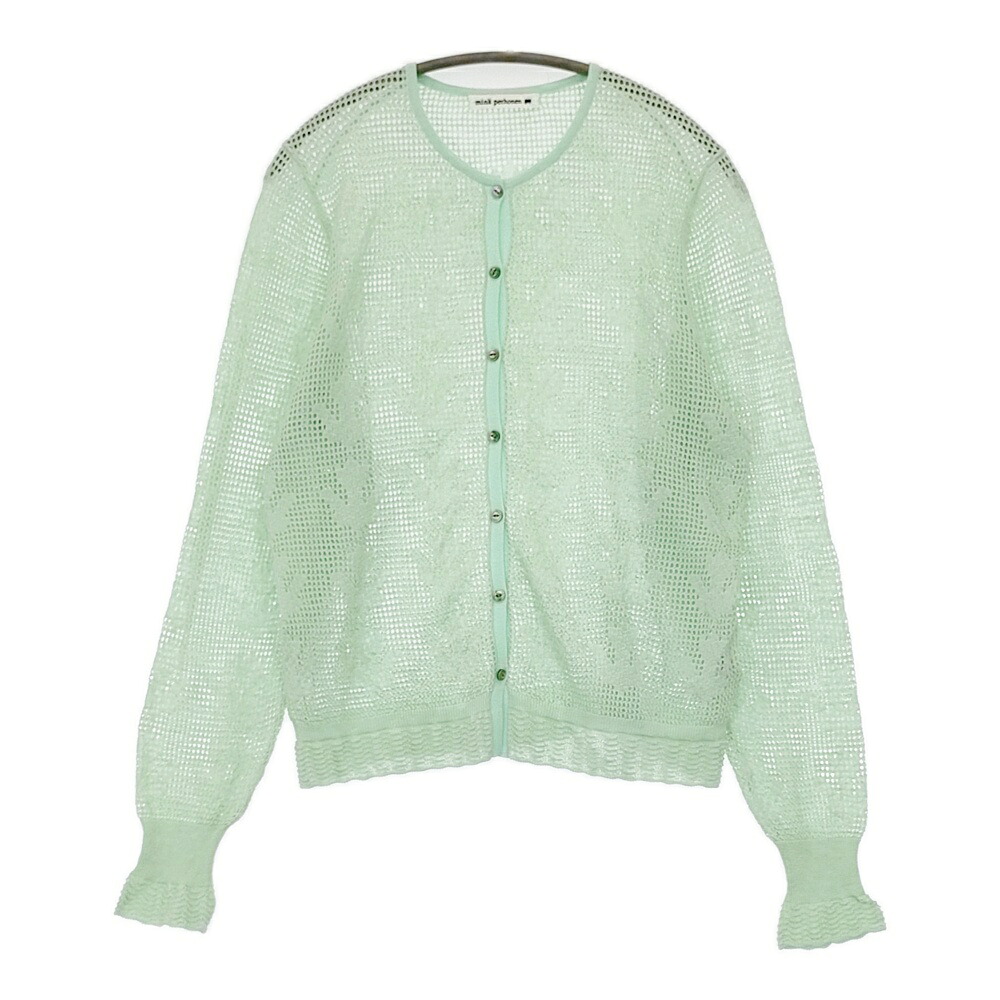 mina perhonen tulip 定価66000円 acs8900 mint 40 クルーネック カーディガン 24SS ライトグリーン レディース ミナペルホネン【中古】5-0614M