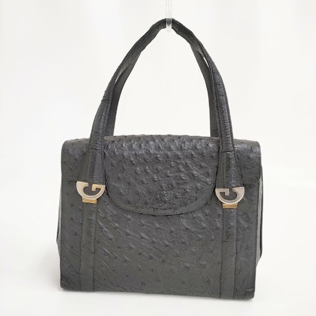 GUCCI オールドグッチ オーストリッチ レザーハンドバッグ ヴィンテージ トートバッグ ブラック レディース グッチ【中古】6-0509G｜ブランド古着の専門店 ジージー