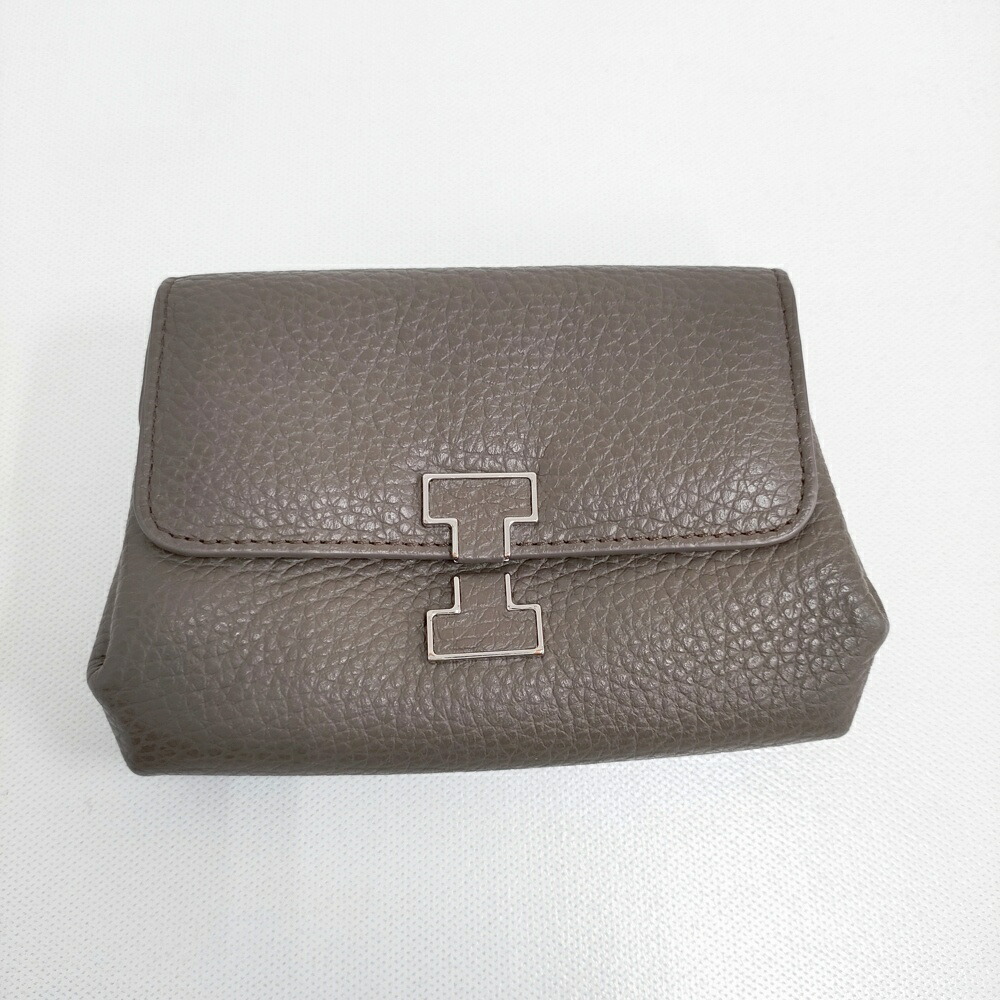 IACUCCI アバ ウォレット CERVO なめし革 牛皮 紙入れ グレージュ レディース イアクッチ【中古】6-0509G