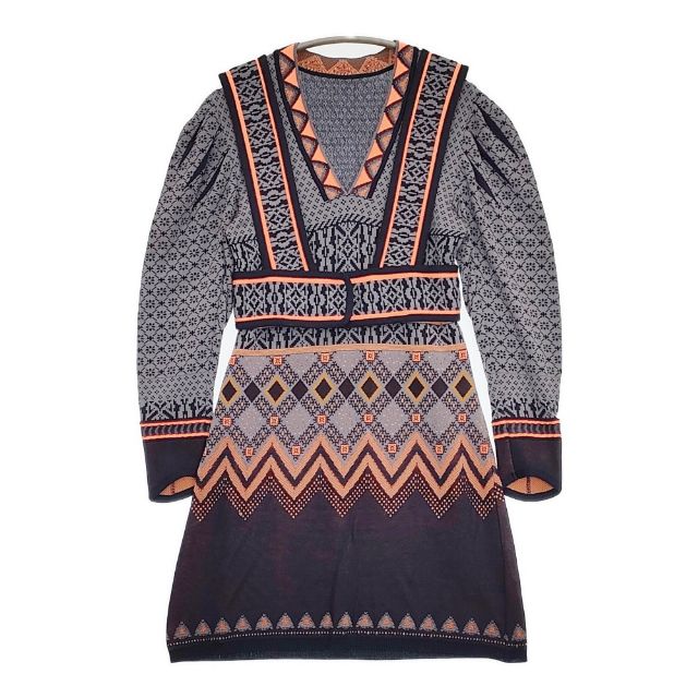 Mame Kurogouchi Fair Isle Knitted Dress 編み物御召しもの 通貨価値75900円 MM22FWKN027 衣裳 薄墨色 レディース マメクロゴウチ【中古】6-0513M