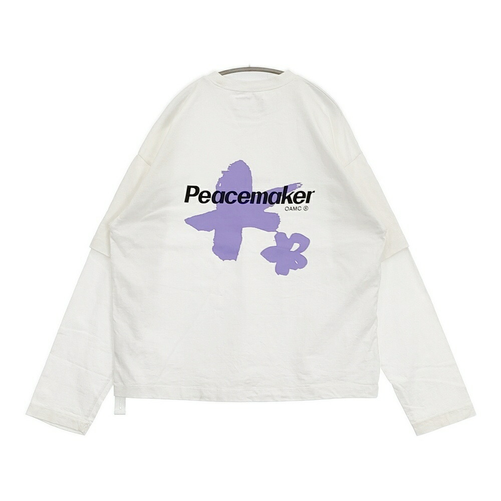 OAMC Peacemaker ピースメイカー ダブルレイヤープルオーバー Painted Double Layer Boxy Tshirt 通貨価値25300円 長袖Ｔシャツ カットソー ロンＴ 白いこと メンズ オーエーエムシー【中古】6-0526M