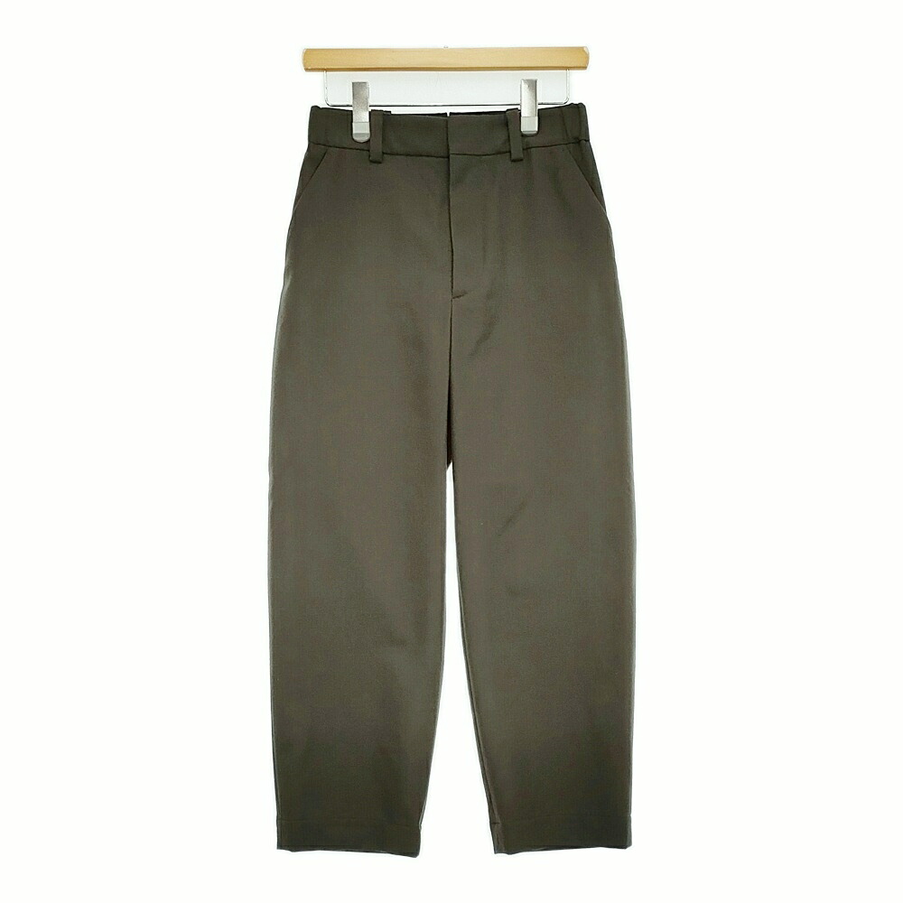 MARGARET HOWELL FLANNEL WOOL フランネルウール 定価50600円 サイズ1 パンツ 24AW カーキ レディース マーガレットハウエル【中古】5-0731T