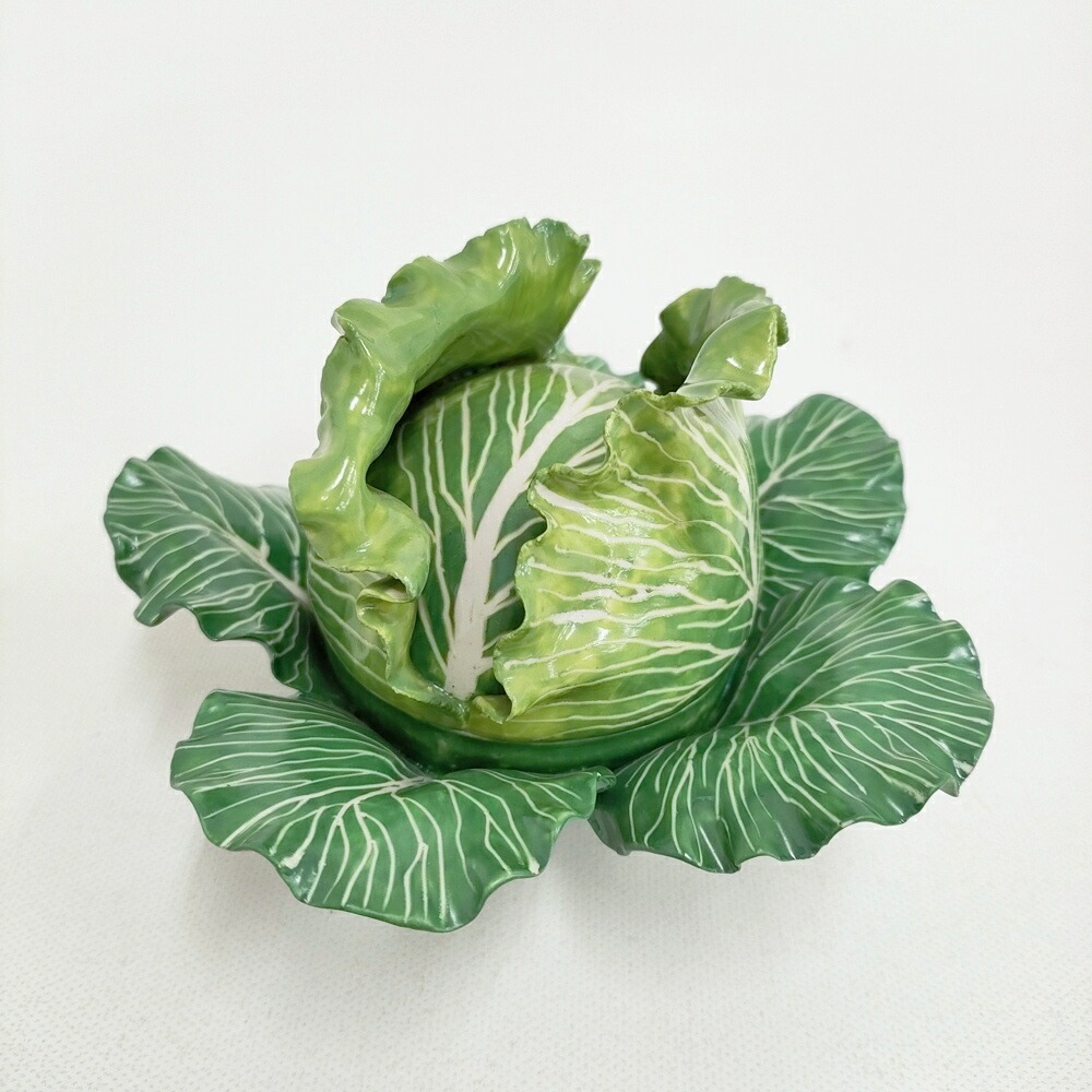 DIDIER GARDILLOU キャベツ PORCELAIN CABBAGE FORM BOX AND COVERS 陶器 皿 グリーン【中古】5-1228G