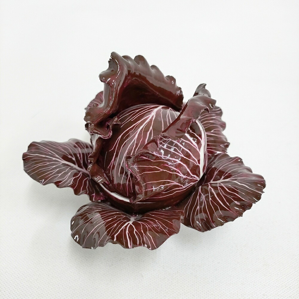 DIDIER GARDILLOU キャベツ PORCELAIN CABBAGE FORM BOX AND COVERS 陶器 皿 パープル【中古】5-1228G