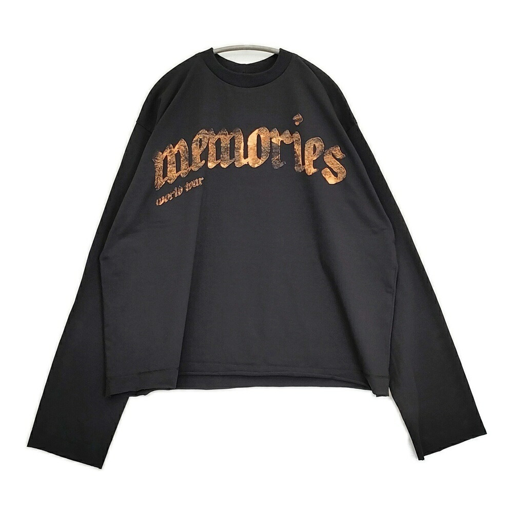 Degremont ワールドツアー フランス製 オーバーサイズ サイズXL 長袖Ｔシャツ カットソー ロンＴ ブラック メンズ ディグレモン【中古】6-0215M
