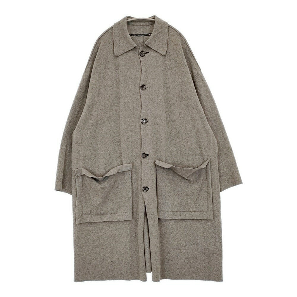 my beautiful landlet 大いさ1 絨毛カシミール ルーズシルエット ステンカラー厚地の外套 薄墨色 メンズ マイビューティフルランドレット【中古】5-1219T コート・ジャケット-メンズファッション