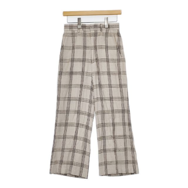 ROKU 6 BEAUTY&YOUTH NEP CHECK PANTS チェックスラックス パンツ ベージュ レディース ロクビューティアンドユース【中古】6-0323M