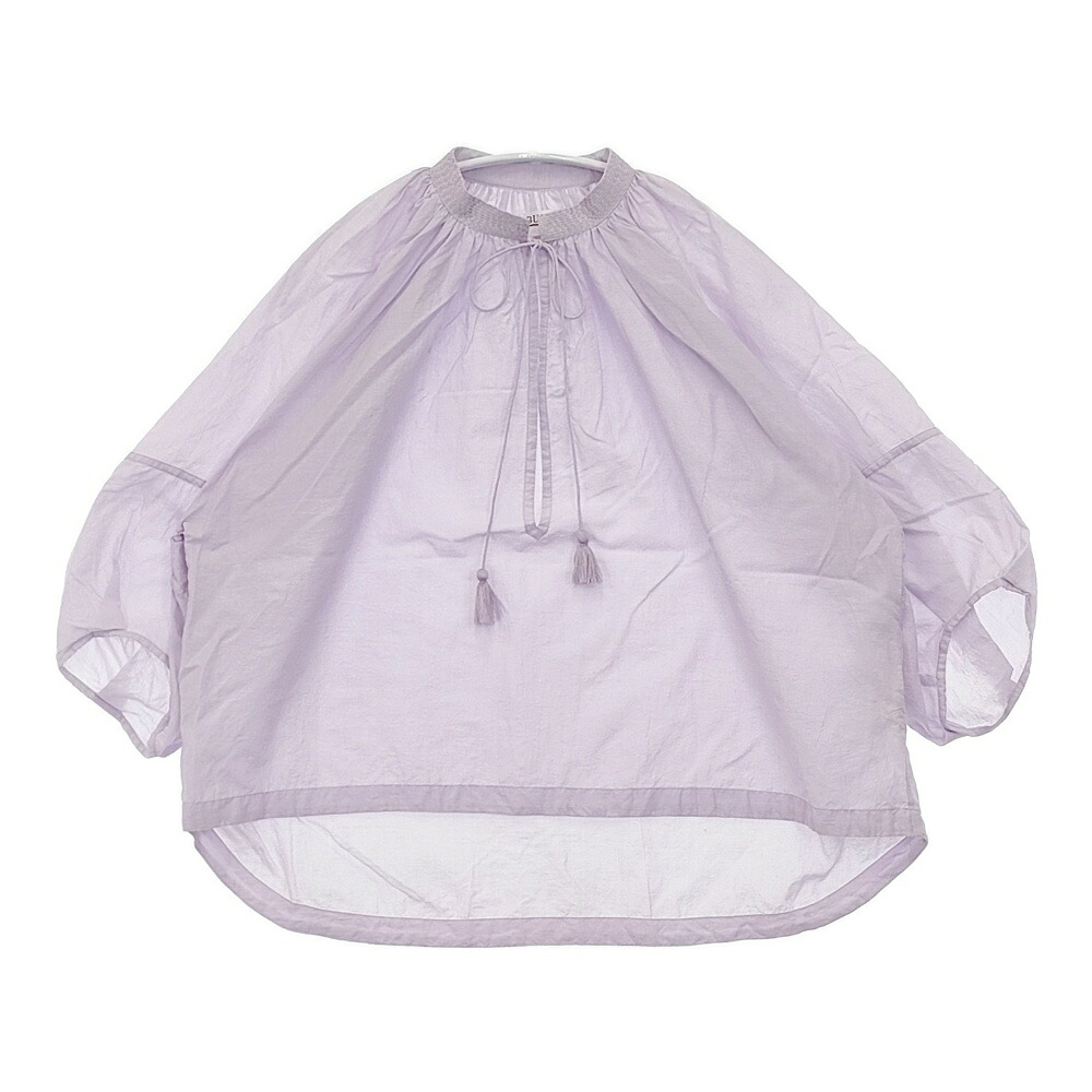BUNON Ribbon Blouse lilac 定価24200円 コットンシルク インド製 BN2423 サイズL ブラウス シャツ ラベンダー レディース ブノン【中古】6-0329M