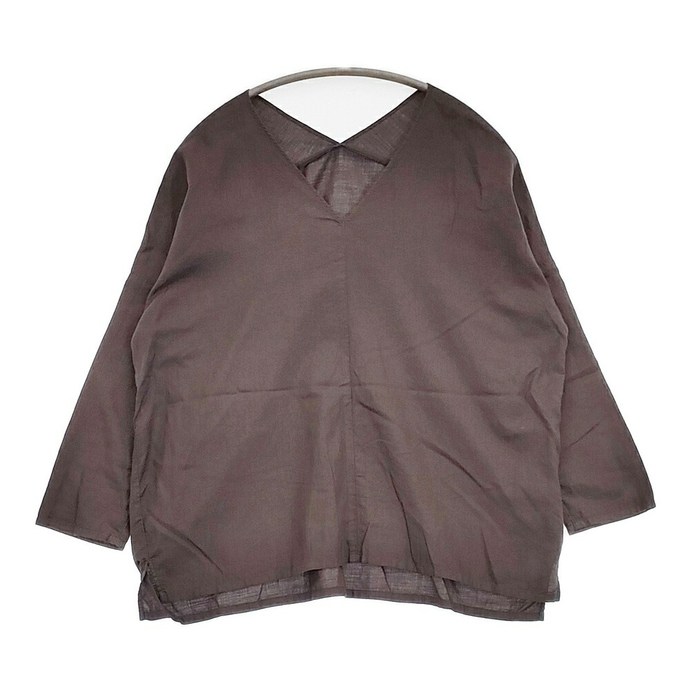 evam eva コットンカシミヤ Vネック ブラウス シャツ ブラウン レディース エヴァムエヴァ【中古】6-0317M
