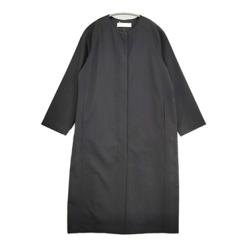 evam eva no-collar coat ウールノーカラーコート E251T017 大きさ1 厚地の外套 25SS 黒いこと レディース エヴァムエヴァ【中古】6-0320M