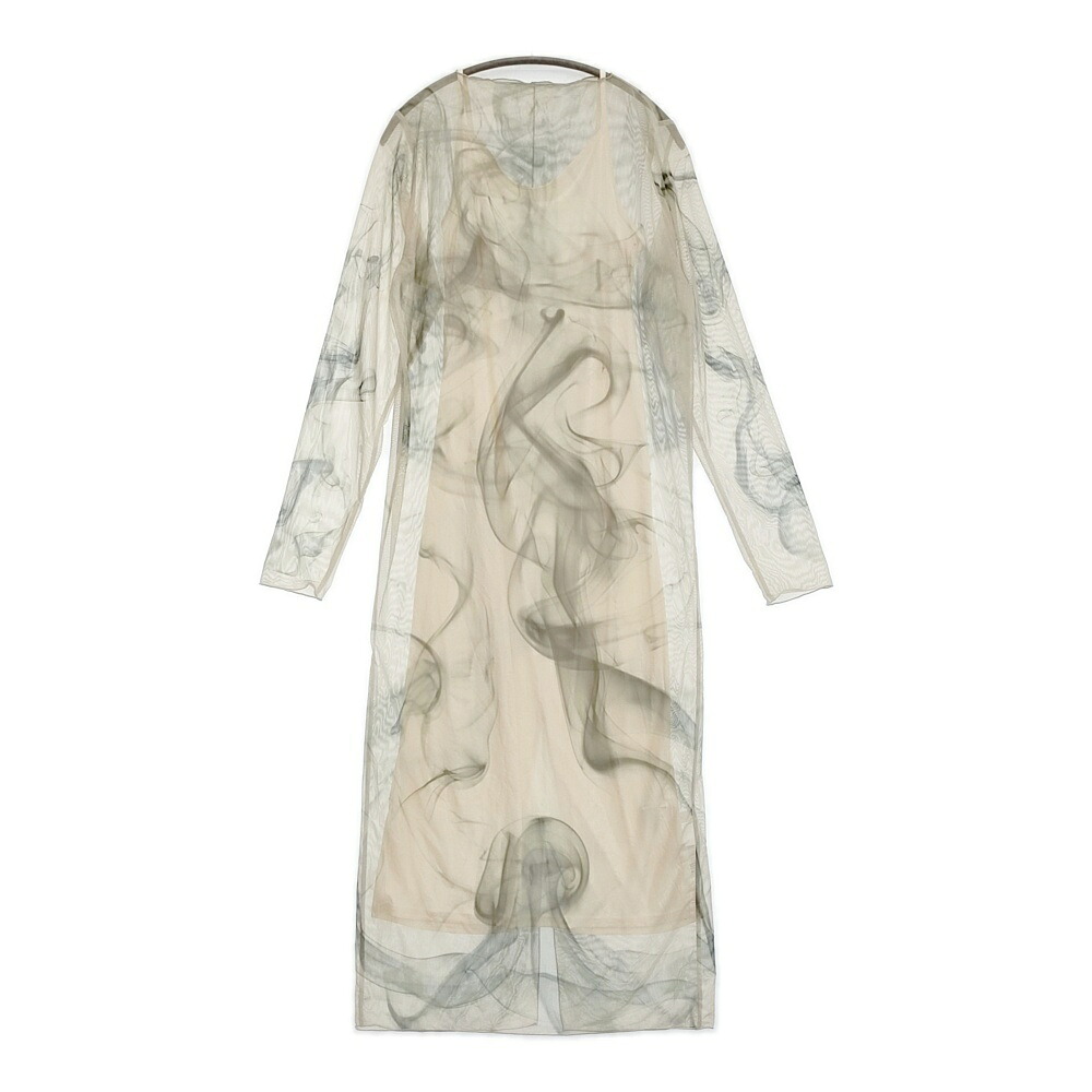 Ameri VINTAGE CURL OF SMOKE SHEER DRESS インナーワンピース付き シアー ワンピース ベージュ グレー レディース アメリヴィンテージ【中古】6-0704M｜ブランド古着の専門店 ジージー